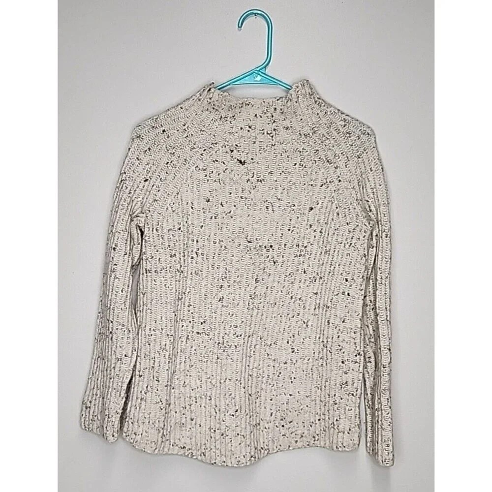 Madewell Donegal Northfield Mockneck Wool Beige Oversized Knit Sweater Womens XS